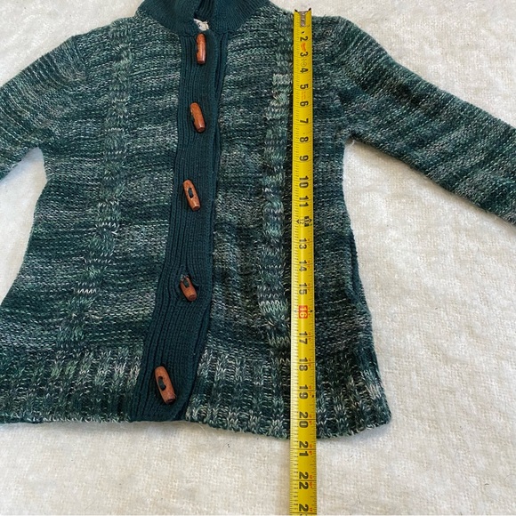 Vtg Ms Dibs Collared Green Cardigan Wood Toggles 90s Womens Size XS - Picture 7 of 7